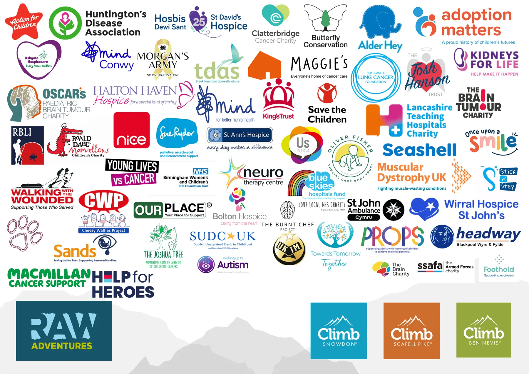 Charity Partner logos - Climb Scafell Pike